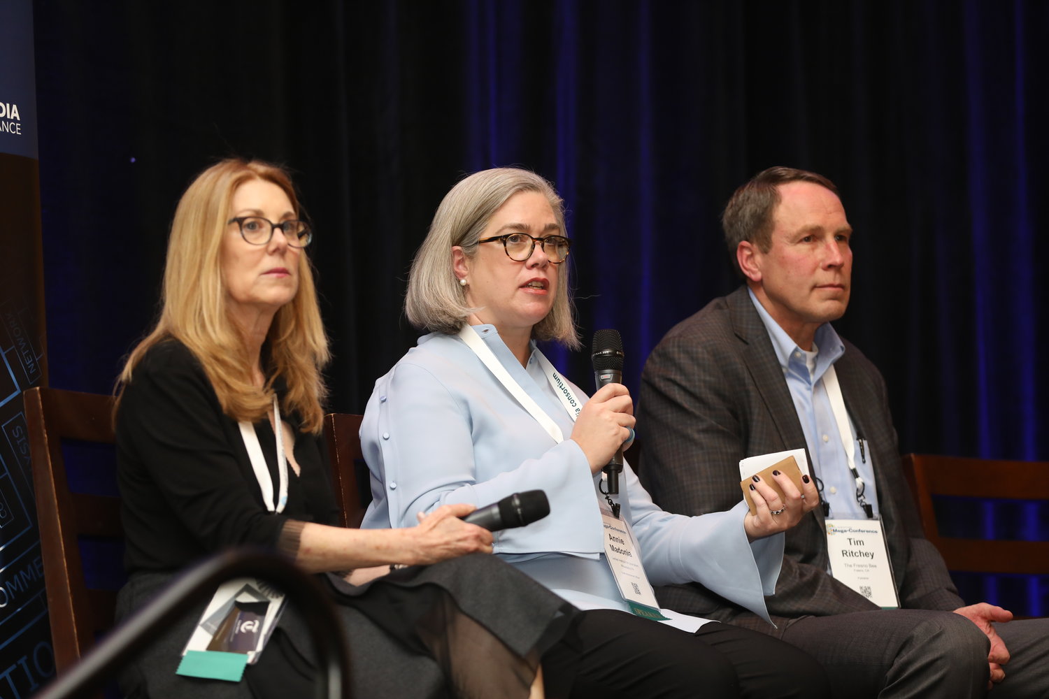 Fraser Nelson, Annie Madonia and Tim Ritchey on "Funding Outside the Box" at the 2020 Mega-Conference. (Photo by Bob Booth)