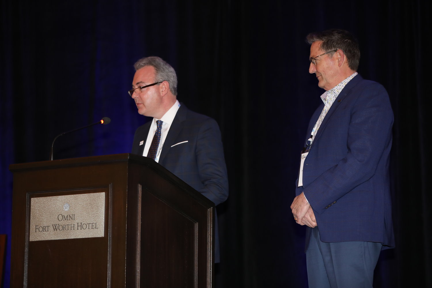 Chris Reen and Bob Brown welcome attendees to the 2020 Mega-Conference. (Photo by Bob Booth)