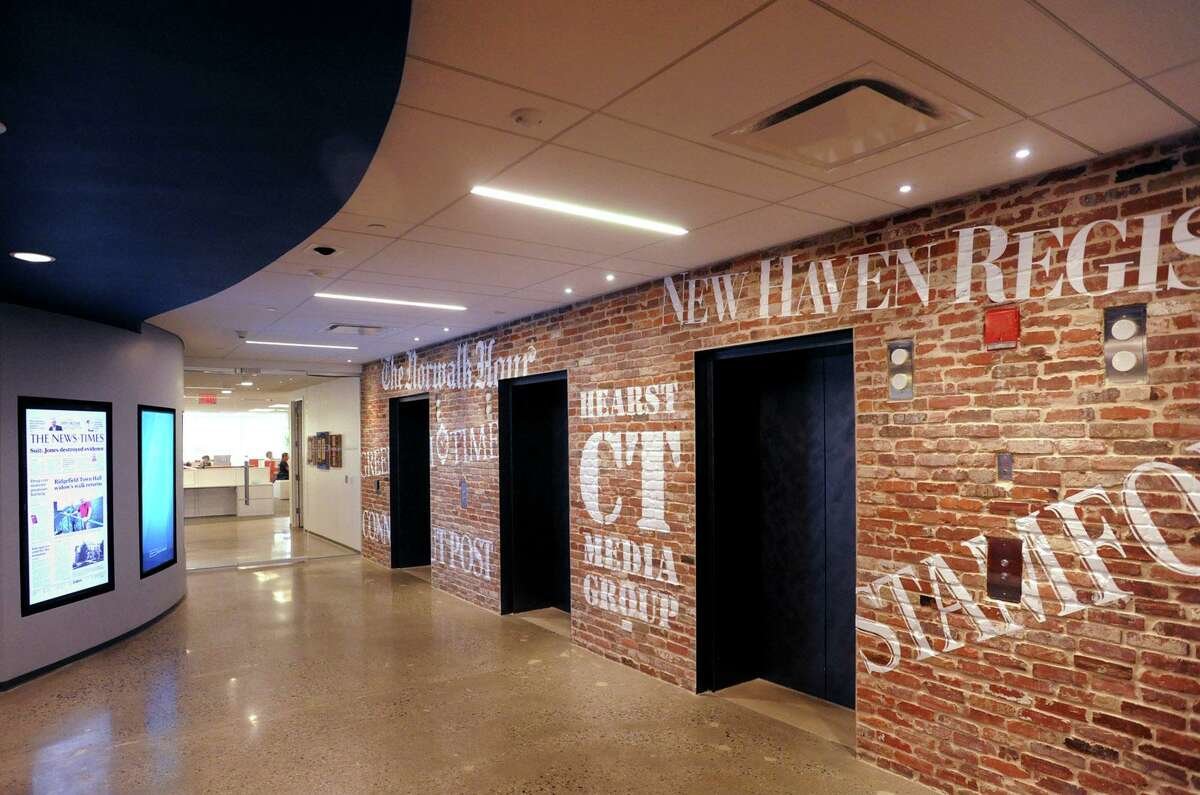 The lobby area at Hearst Connecticut Media offices in Norwalk. (Cathy Zuraw / Hearst Connecticut Media)