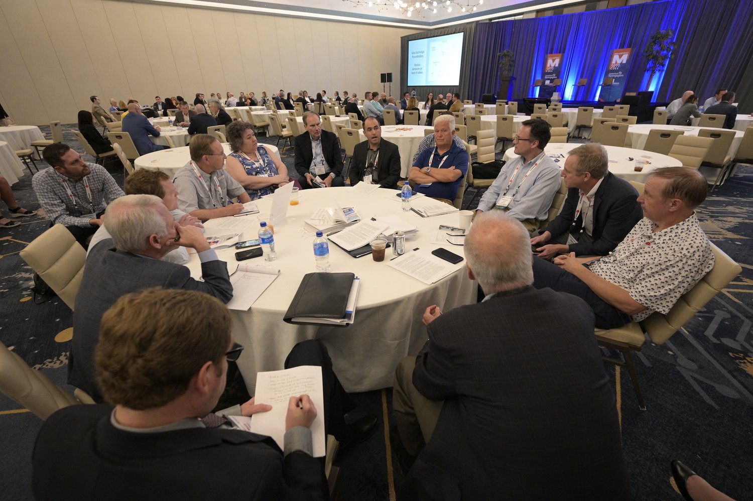 Participants at this Roundtable went home with an abundance of print revenue ideas, thanks to an innovative pre-conference approach by moderator David Dunn-Rankin, manager, D-R Media. (Photo by Phelan M. Ebenhack)