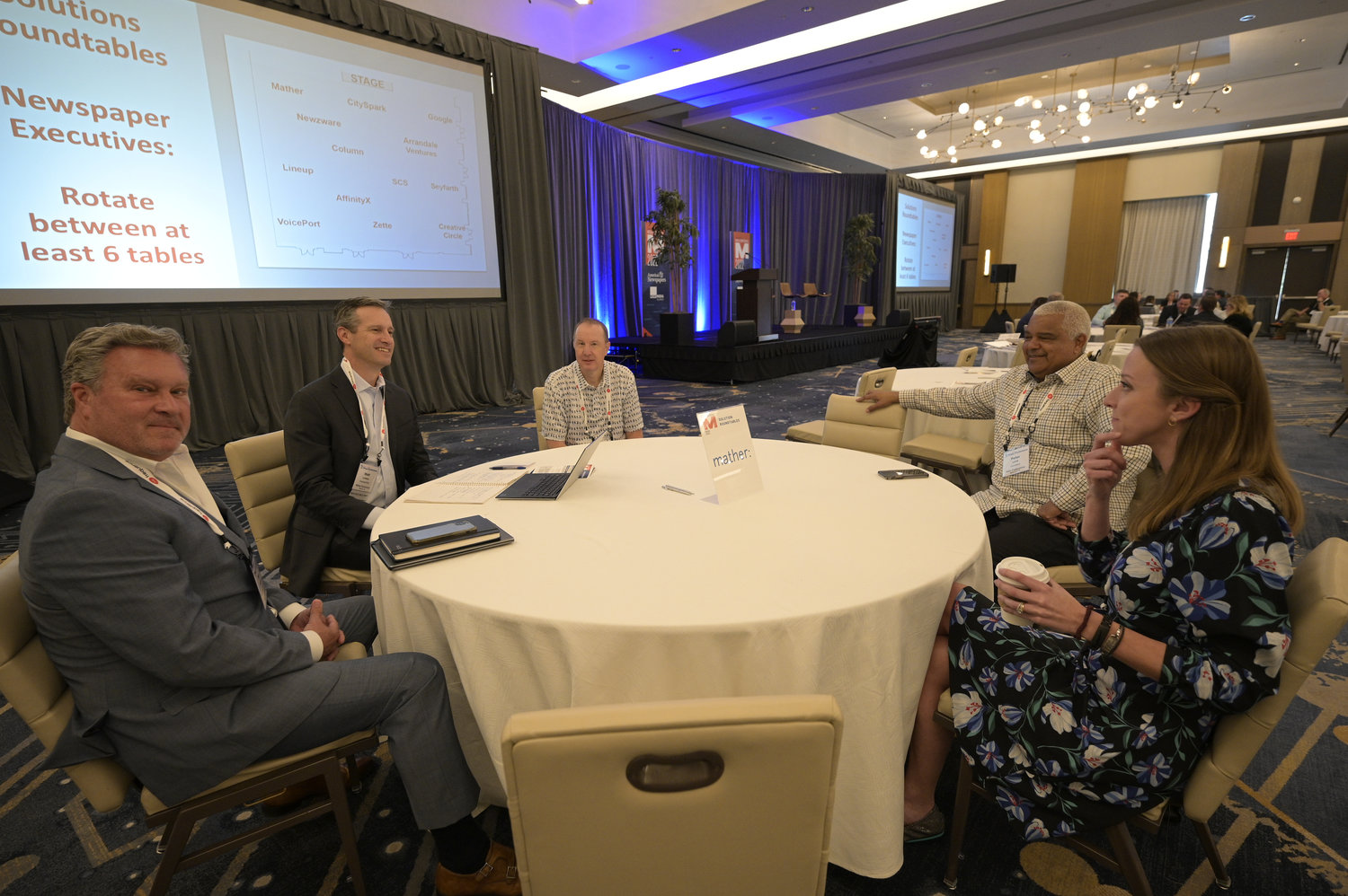 Mather Economics held a discussion at its Roundtable about growing revenues, increasing subscription levels and optimizing operations through applied analytics. (Photo by Phelan M. Ebenhack)