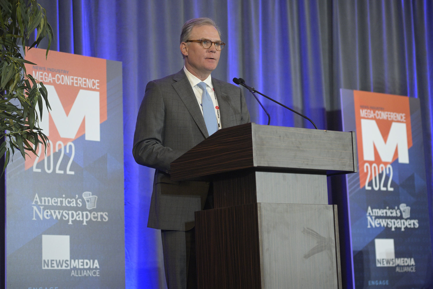 America's Newspapers President Nat Lea opened the Mega-Conference Monday morning, April 11. Lea, who is president and CEO of WEHCO Media, was happy to welcome everyone back to Mega! (Photo by Phelan M. Ebenhack)