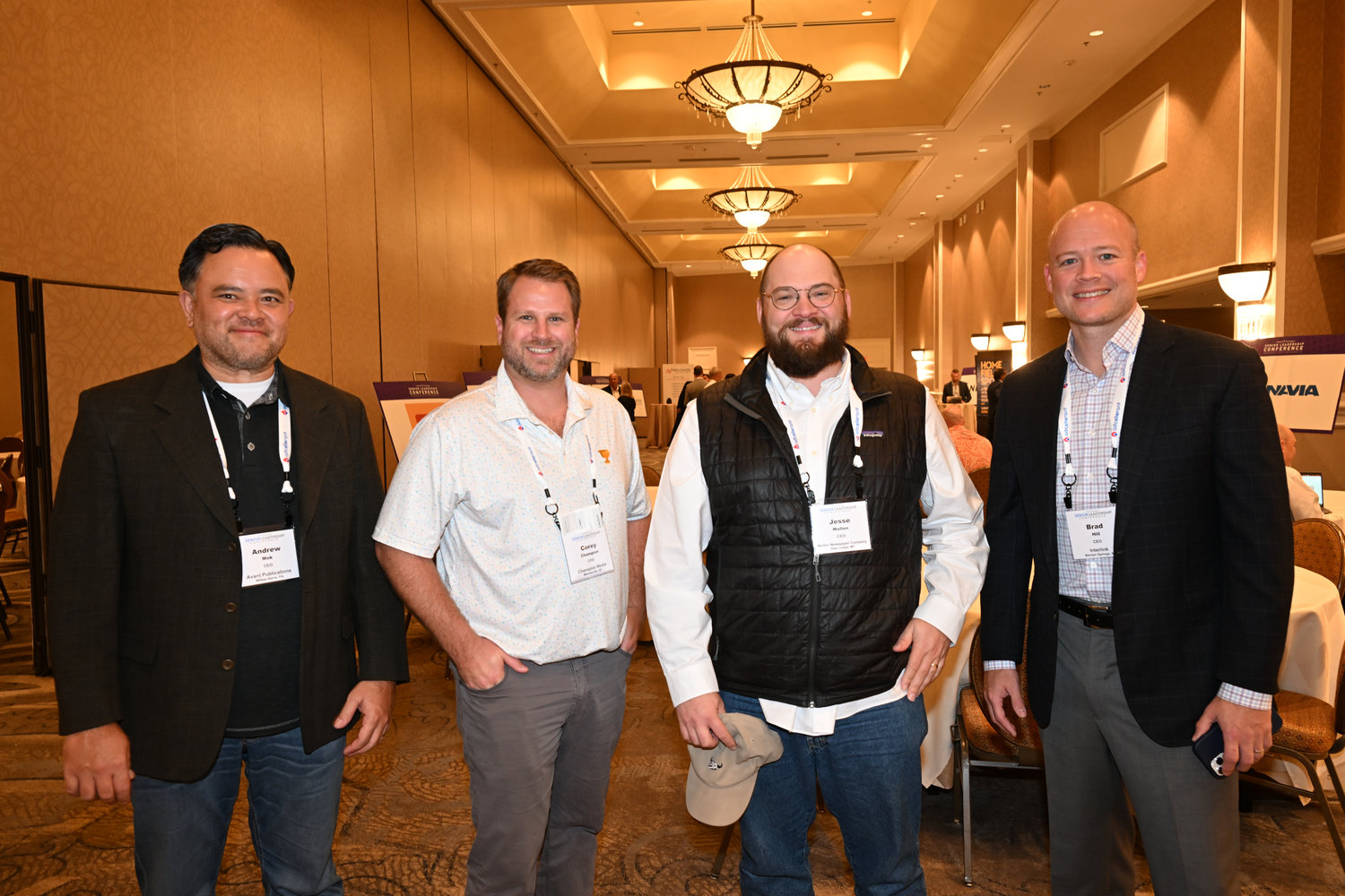Andrew Mok, CEO of Avant Publications; Corey Champion, CFO of Champion Media; Jesse Mullen, CEO of Mullen Newspaper Company; and Brad Hill, CEO of Interlink. (Photo by Jeff Strout)