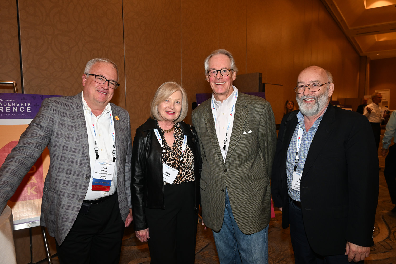 Ted McGrew, VP, Newspaper Segment, Kodak; Pam Slaugher; Tom Slaughter, executive director, Inland Press Foundation; and Bill Ostendorf, president and founder, Creative Circle Media Solutions. (Photo by Jeff Strout)