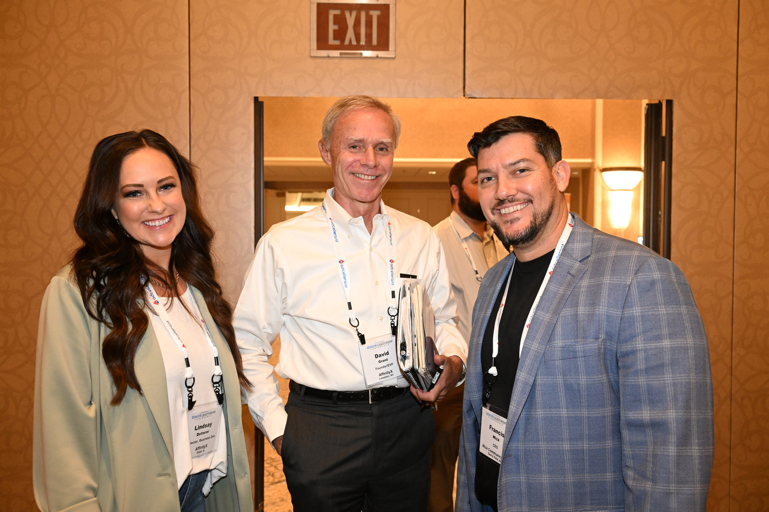 Lindsay Dotterer, director of business development, AffinityX; David Grant, founder and EVP, AffinityX; and Francis Wick, CEO, Wick Communications. (Photo by Jeff Strout)