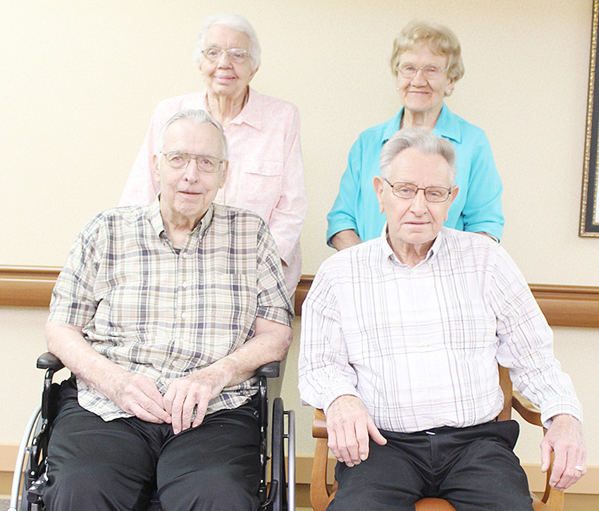 In 1948, 29 students graduated from Durant High School. Four former students held a 70-year class reunion at the Wilton Retirement Community on Wednesday, May 16. Shown standing (from left) are Lois (Martens) Wirth and Dorothy (Wegener) Gibson; seated are Robert Schlapkohl and Alvin &ldquo;Al&rdquo; Korthaus. The class members held a luncheon and invited the spouses of other late class members. Other members of the class of 1948 who were unable to attend the reunion include Frances Paul of Durant, Elaine Martz of Branson, Missouri and Marilyn (McKillip) Barker of Council Bluffs.