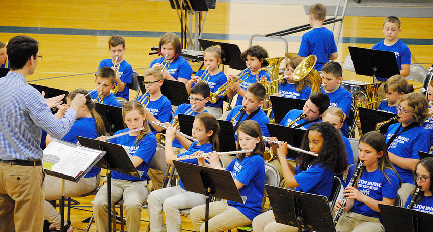 The Wilton Music Department presented their spring concert on Thursday, May 10 in the high school gymnasium. The concert featured the fifth and sixth grade bands and the junior high choir and band. Pictured are the fifth grade band, directed by Brad Miller. The junior high band is under the direction of Pete Wyatt.
