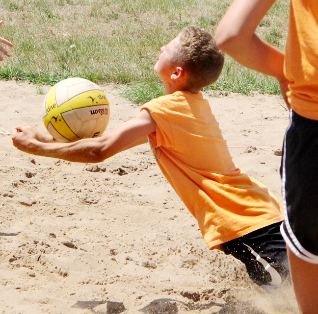 Ayden Golden dives to make a save.