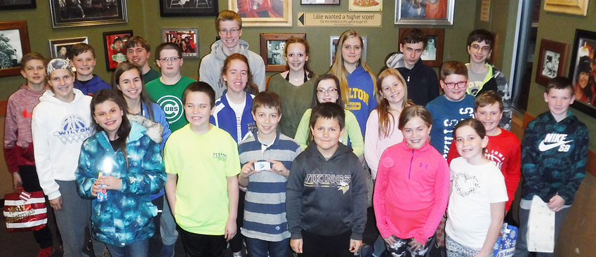 The Wilton Hustler&rsquo;s 4-H Club held its regular meeting, Dec. 5. The club started at Blain&rsquo;s Farm &amp; Fleet and bought Christmas gifts for Angel Tree children. Members then had a pizza party, business meeting and gift exchange at Happy Joe&rsquo;s. Those in attendance included: (first row) Rece Baker, Aaron Fox, Tyler Ellithorpe, Jerald Stranberg, Melany Fitzer and Chloe Thornton; (second row) Charlotte Brown, Emma Hartman, Abigail Brown, Amira Cerveny, Cora Marine, Draven Cole, Briggs Oien and Gabe Brown; (third row): Ben Marine, Isaac Brown, Colby Brown, Aiden Hewitt, James Walton, Ellie Hugunin, Anna Marine, Tyler Mach and Ryan Cerveny.