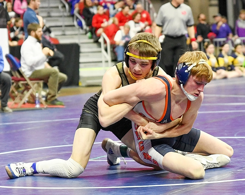 Durant senior Ethan Gast advanced to Friday's blood round with a 6-0 win over Manson Northwest Webster's Ethan Egli Thursday night.  Photo contributed by INA