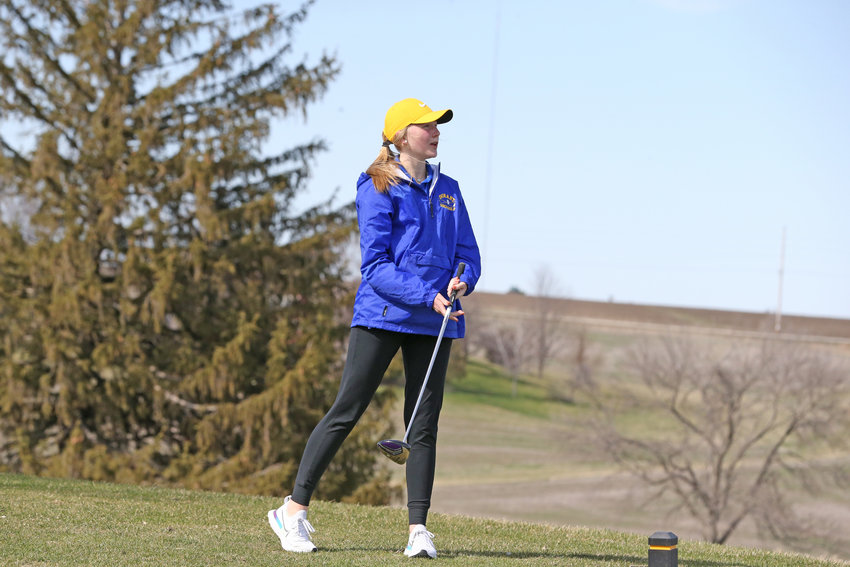 Lauren Callison competes against West Branch at Cedars Edge Golf Course April 11.