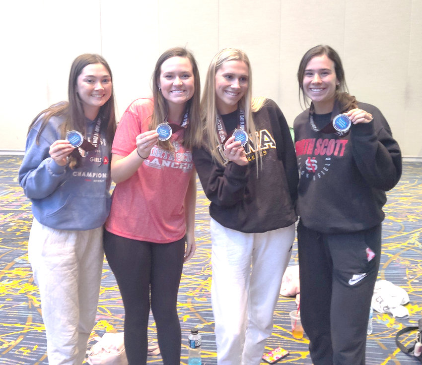 History Day state winners, from left: Peyton Wenck, Kenzie Bohr, Maddie McNeely and  Calla Brunkan.