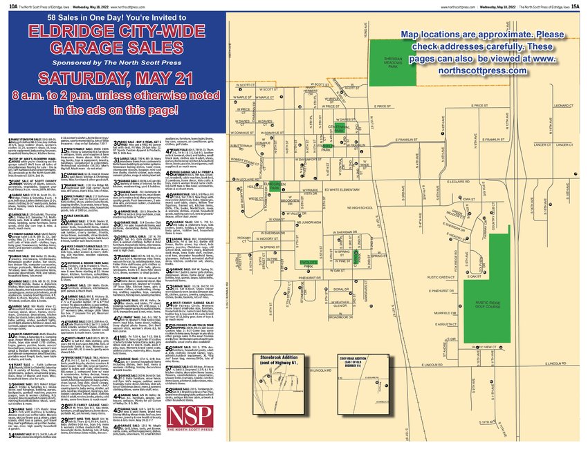 Get your copy of the Eldridge CityWide Garage Sale map here! North