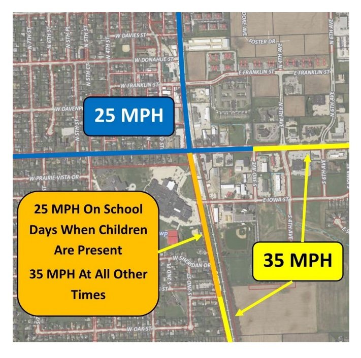Eldridge council members will consider a 25 mph limit on South First Street permanently, or only when students are present.