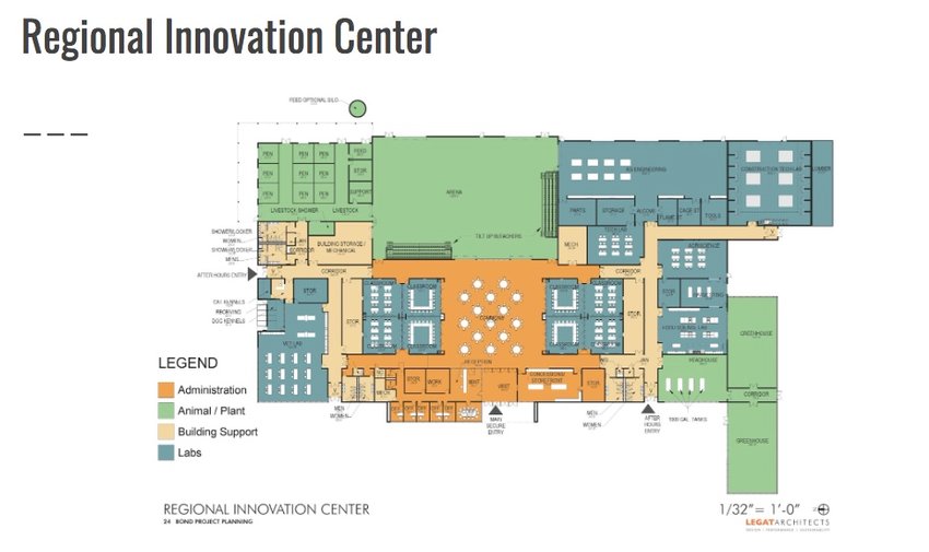 North Scott school board's proposed Regional Innovation Center will include a show arena, and classroom space for agriculture and vocational instruction for students from throughout the county.
