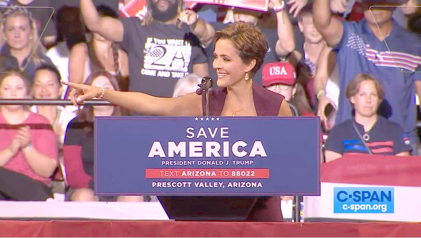 Scott County native Kari Lake drew cheers in a Prescott Valley, Ariz., rally with former President Trump July 22, when she pledged to end voter fraud and deploy Arizona troops to repel Mexican immigration.