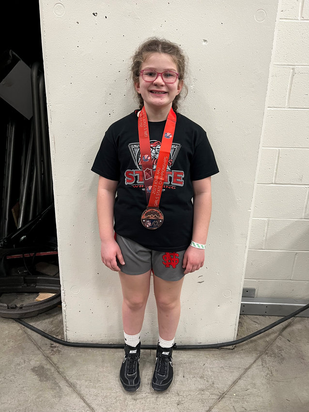 Eloise Lightle from Edward White placed sixth in the 108 pound weight class for fifth- and sixth-grade wrestlers.