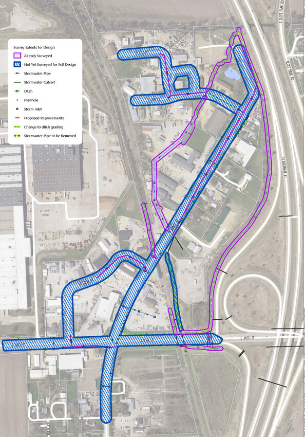 A map showing stormwater and street repair options in Mount Joy.