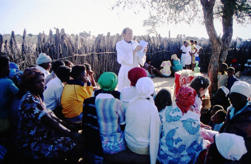 Bob Bartel teaches in an African village in the 1990s during his family&rsquo;s missionary time.
