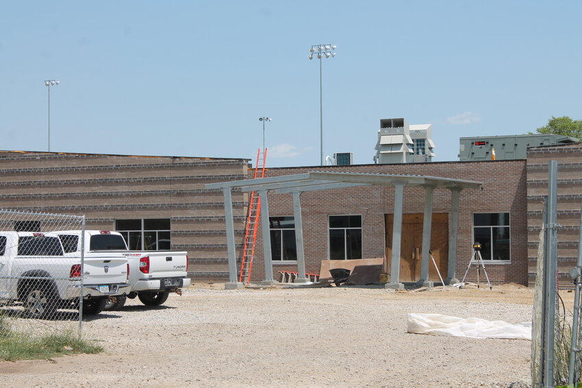 Masonry work is completed at the new Early Learning Center building for the West Liberty Community School District.