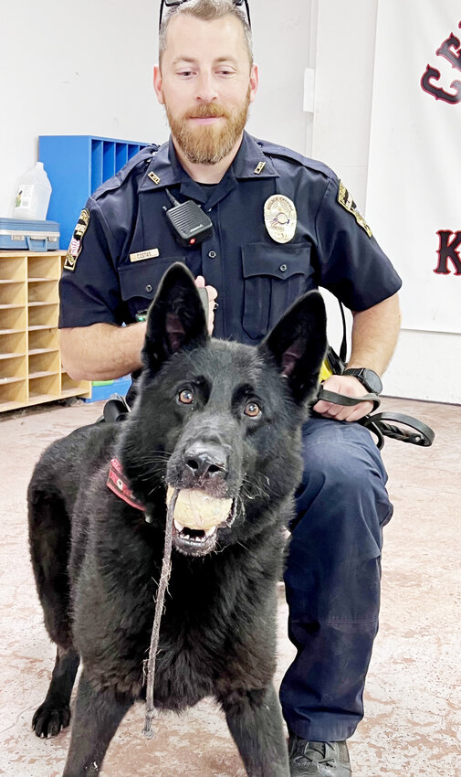 Eldridge police officer Jacob Costas and police dog Marty train at Cedar Creek Kennels in Monmouth, Ill.