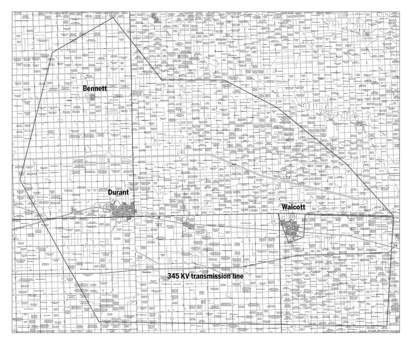 Image of 20,000 acre area Triple Oak identified for wind turbine development.