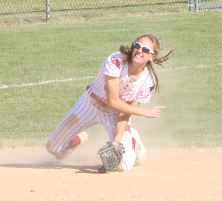 Sydney Skarich goes all-out on defense to make a play earlier this season against Central DeWitt.