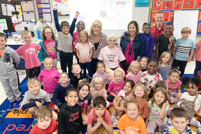 In 2001, 68-year-old Marlene Fangmann had two hours to kill after dropping off great grandchildren at Armstrong Elementary. So she signed up to volunteer.  Twenty-two years later, she celebrated her 90th birthday in the same classroom where she continues to help.