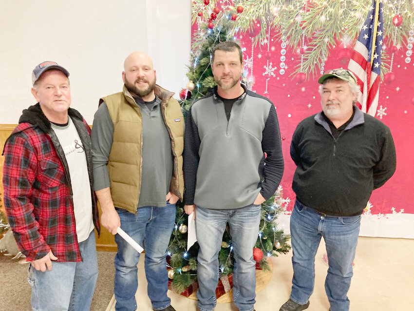 From left, council members Keith Youngers, Brandon Forristall, Mayor Travis Volrath and current mayor Kevin Kernan, who was elected to council.