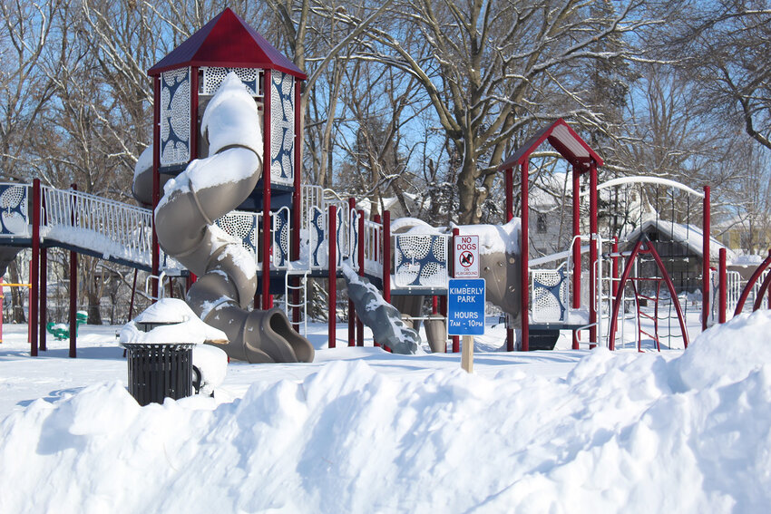 The Kimberly Park playground was absolutely covered in snow.