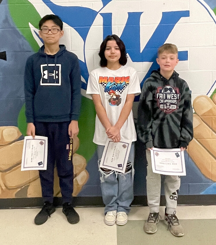 6th grade winners Paola Acosta Rivera (1st), Alex Simon (2nd) and Iver Dong (3rd)