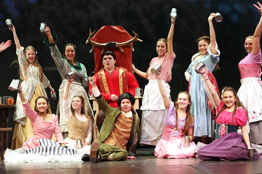 The cast of &quot;Beauty and the Beast&quot; includes: (front row) Janelle Lankford, Bella Suarez, Caleb Strom, Cadence Strom, Gracie Henningsen; (back row) Emme Plett, Reese Crain, Kaden Timmerman, Anna Harris, Natalie Sierk, Kyla Stone.