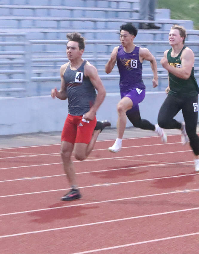 Senior Colton Voss would not be caught in the 200-meter dash.
