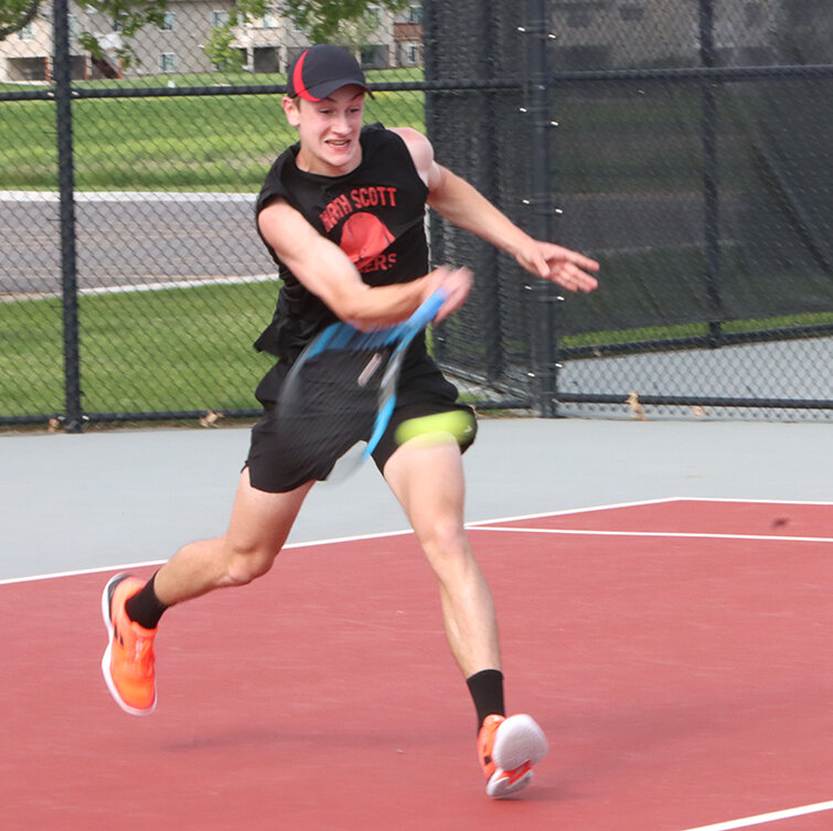 North Scott sophomore Lucas Persson has won over 35 singles matches in his first two years in the scarlet and silver.