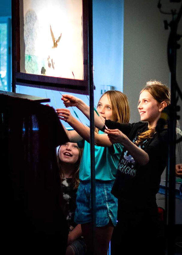 The Good Earth Nature School of Solon used light and shadow to tell their story during Eulenspiegel Puppet Theatre Company&rsquo;s New Puppeteers Festival on Saturday, May 4.