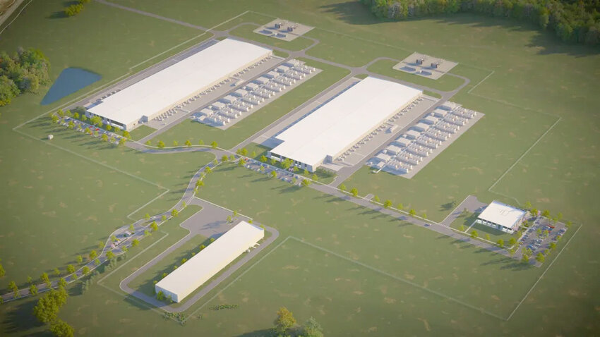 A drawing of Meta&rsquo;s proposed Jefferson, Ind., data center priced the same as Davenport&rsquo;s. It resembles company plans for similarly sized centers in Montgomery, Ala., and Rosemount, Minn., which are scheduled for ground breaking this year.