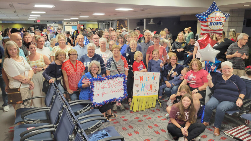 West Liberty residents cheered for Honor Flight veterans Sept. 17 at the Quad-City airport. Photos by Lisa Wertzbaugher