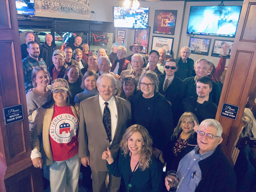 Chuck Brockmann supporters posted celebration photos with him at at the Jersey Grille in Davenport just after he was voted county party chairman.