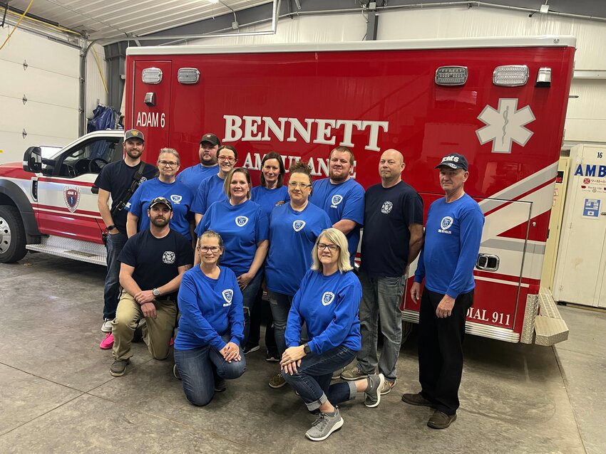 From front left, Nate Wolf, Melissa Reynolds and Lonna Moeller. In the back are Brian Deerberg, Lynn Saylor, Justin Ritz, Mary Tetrick, Wendy Petersen, Adrianna Mesick, Chad Giebelstein, Edward Mesick and Greg Reynolds. Missing were David Bergthold, Brent Arp, Derek DeMoss, Steve Urmie, Kyle Mason, Kevin Rasdon, Catalina McLaughlin and Bryce Deerberg.