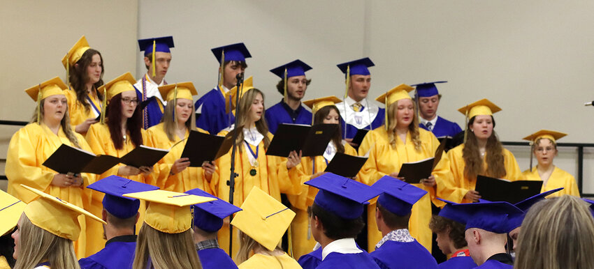 Wilton High School's senior choir performs during this year's graduation ceremony.