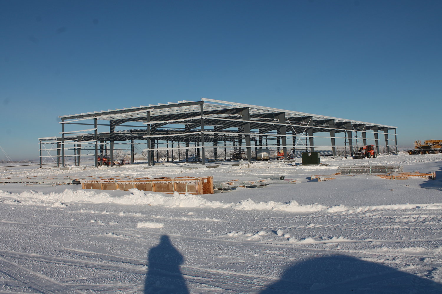 Construction last winter on the J.J. Nichting building five miles north of West Liberty just off I-80.