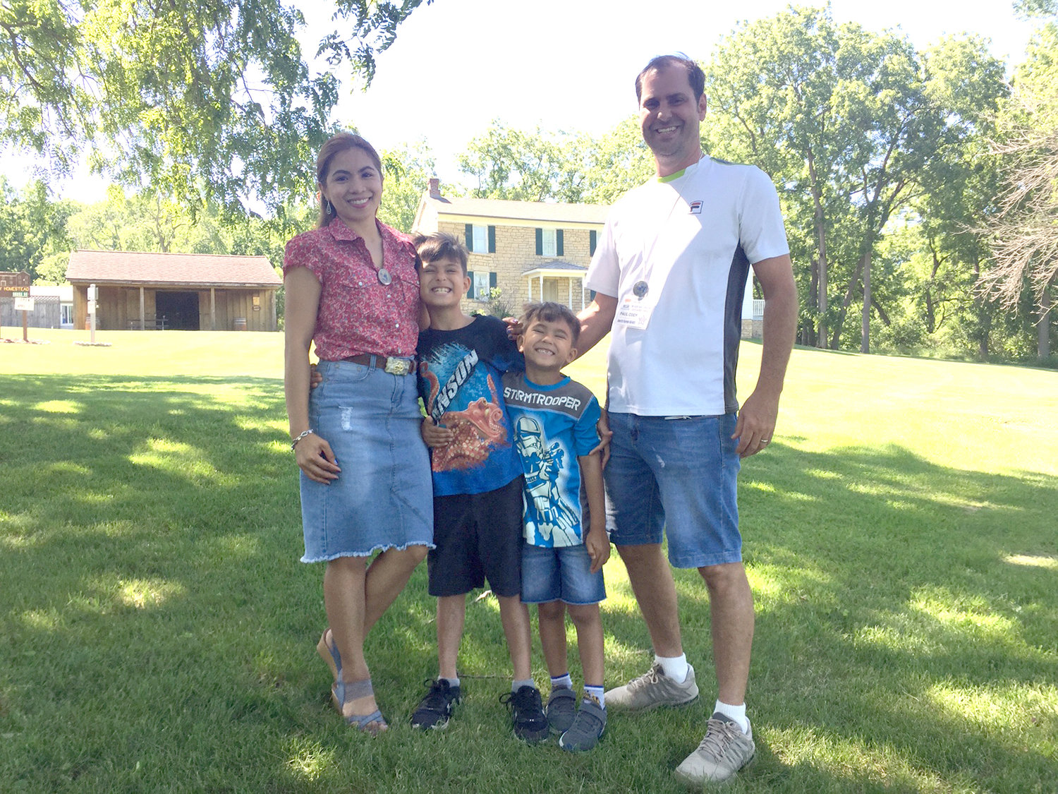 From left: Winnie, Corbin, Calen and Paul Cody, of the Philppines, were among 38 Cody descendants touring Scott County.