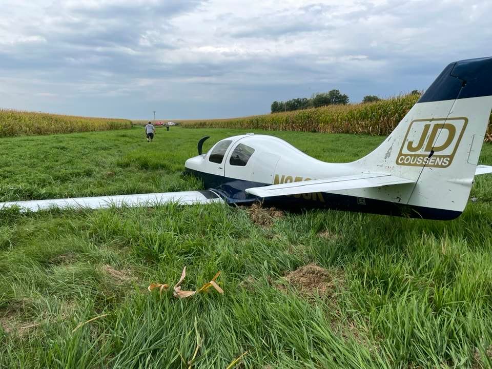 Jerry Coussens' plane landed safely Saturday, Sept. 17 in a grassy drainage area just west of Eldridge.