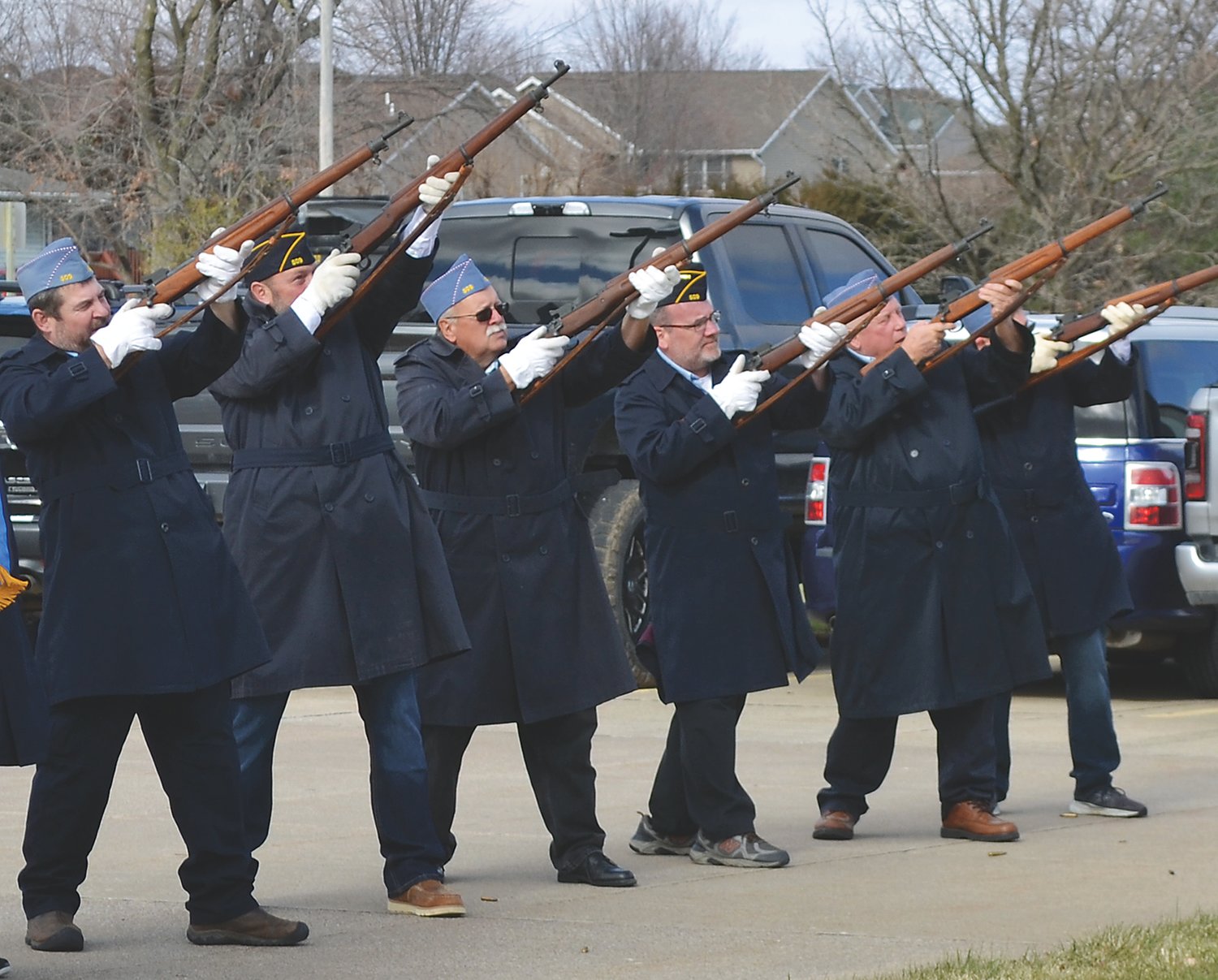 Members from the Mansell L. Philips American Legion Post 509 did a gun salute outside the West Liberty Community Center Friday, Nov. 11, as part of the Veterans Day program.