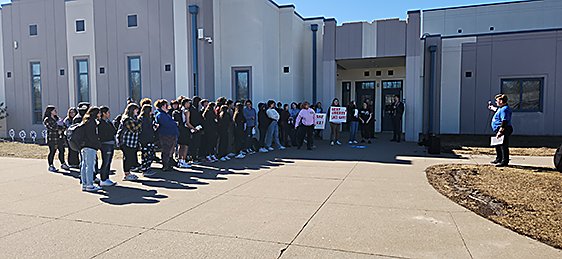 West Liberty High School students walked out and held a rally against proposed legislation they called "anti-LGTBQ" laws Wednesday, March 1.