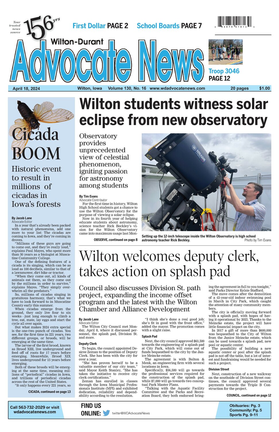 April 18, 2024 Advocate News | Wilton-Durant Advocate News