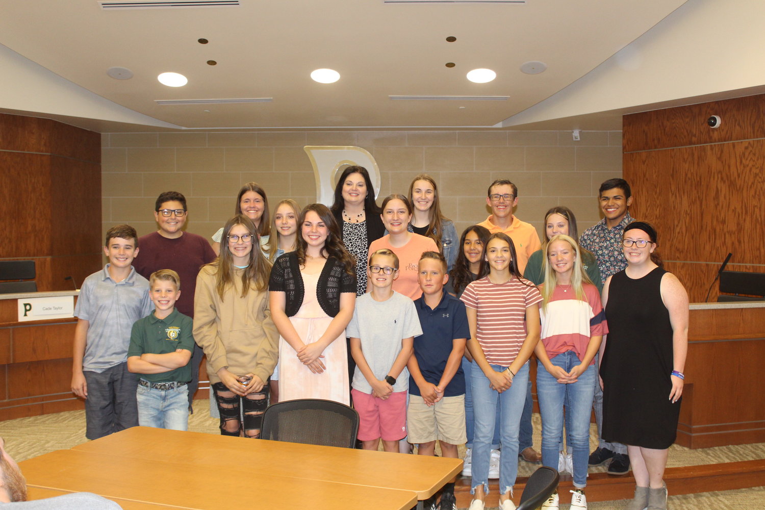 Dr. Tanya Larkin with the Pampa Independent School District student ambassadors.