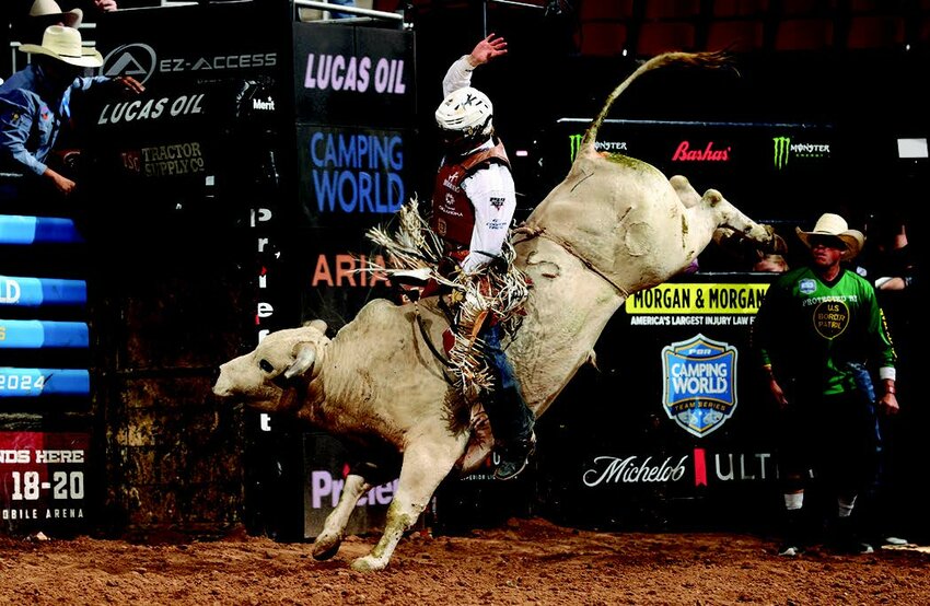 The Carolina Cowboys were shutout in the shootout loss to the Kansas City Outlaws but still advance to the PBR Camping World Team Series Championship on Friday, Oct. 18.