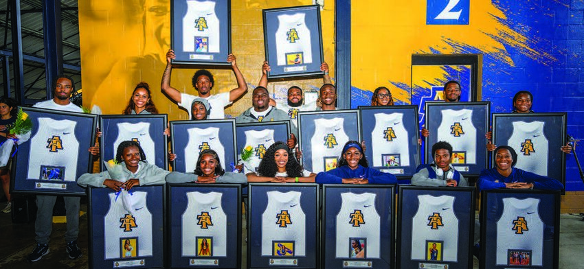 North Carolina A&T State University  track and field seniors celebrate Senior Day.