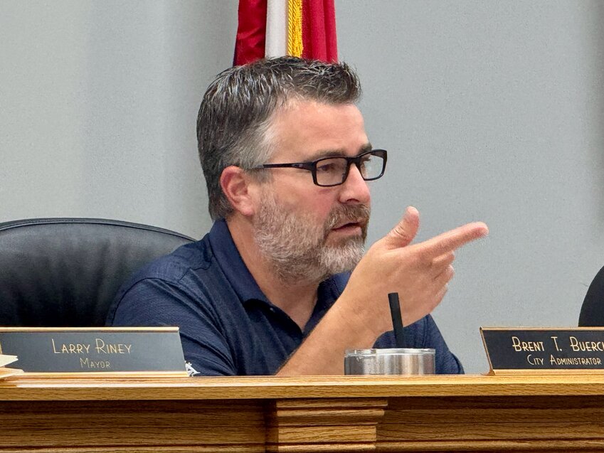 City Administrator Brent Buerck informs the board of aldermen that the fire department has a full roster for the first time in many years. Because of this, it will be difficult for the department to stay within its 2024-25 budget.